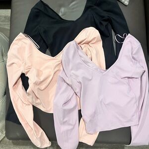 3 pack Lululemon Align long sleeve nulu shirts pink purple black size 6